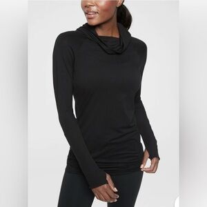 Athleta essence tunic Black Long Sleeve Hooded Top